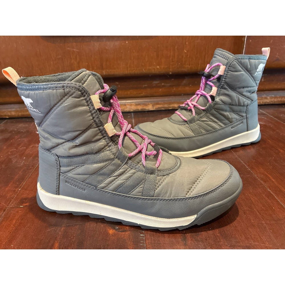 Sorel Whitney II Short Lace Boot Womens 7 Grey Pink Waterproof NY3903-053